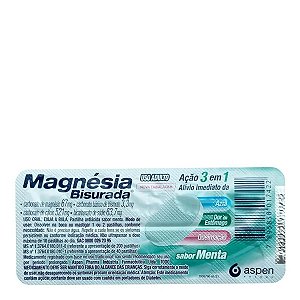 Antiácido Magnésia Bisurada 67mg + 3,3mg + 521mg + 63,7mg 10 Pastilhas