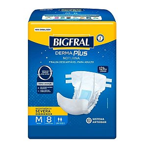 Fralda Geriátrica Bigfral Dermaplus Noturna M 8 Unidades
