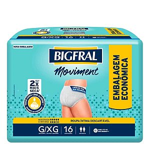 Roupa Íntima Moviment BigFral Unissex - Tamanho G/XG - 16 unidades