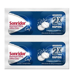 Analgésico e Antitérmico Sonridor Caf 500mg + 65mg 4 Comprimidos Efervescentes