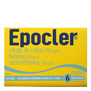 Hepatoprotetor e Lipotrópico Epocler 100mg/ml + 50mg/ml + 10mg/ml 6 Flaconetes Abacaxi