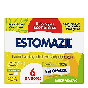 Antiácido Estomazil 462mg/g + 90mg/g + 438mg/g 5g 6 Envelopes Abacaxi