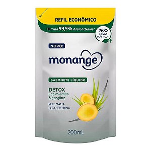Sabonete Líquido Monange Detox Capim-Limão & Gengibre 200ml Refil