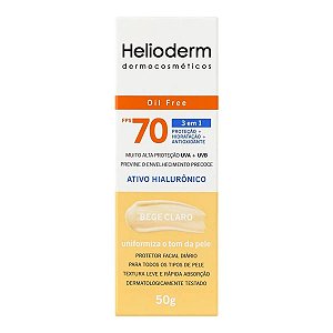 Protetor Solar Facial Helioderm FPS 70 Oil Free Bege Claro 50g