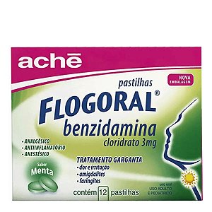 Anestésico, Anti-inflamatório e Analgésico Flogoral 3mg 12 Pastilhas Menta