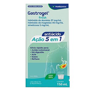 Antiácido e Antigases Gastrogel Fresh 37mg/ml + 40mg/ml + 5mg/ml 150ml