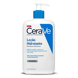 Loção Hidratante Corporal CeraVe Hidratação 24h e Textura Fluida 473ml