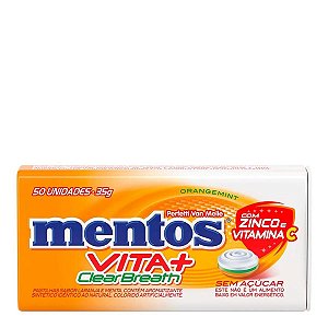 Pastilha Mentos Orangemint Zero Açúcar Vita+ Clear Breath 50 Unidades
