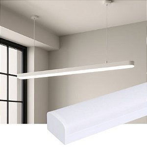 CTB LUMINARIA LED PENDENTE LINEAR COM CABO 72W, MULTICOR(3000K,4000K,6500K), 7560lm, IP20, IRC>80, 1200x60x45mm, BRANCO