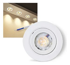 LUMINARIA DOWNLIGHT, 7W, EMBUTIR, 3000K, BRANCO QUENTE, BIVOLT, REDONDO, BRANCO