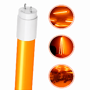 CTB LAMPADA TUBO LED T8 9W LARANJA 60CM LIGAÇÃO 1 LADO