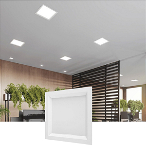 Painel Plafon Embutir Quadrado Recuado Led 18w Bivolt Opus 4000k