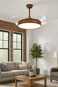 OPUS VENTILADOR AIR BASIC 30W + PLAFON DE LED 30W, MULTICOR, 3000lm, IRC>80, Ø480x445mm, BIVOLT, IMBUIA