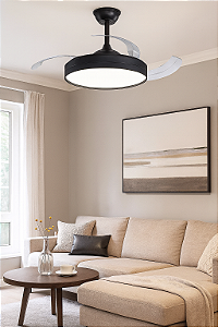 OPUS VENTILADOR AIR BASIC 30W + PLAFON DE LED 30W, MULTICOR, 3000lm, IRC>80, Ø480x445mm, BIVOLT, PRETO