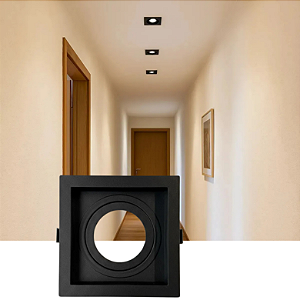 HEVVY - LUMINARIA EMBUTIR RECUADO QUADRADA PAR20, 1xE27, POT.: MÁX. 40W, ABS, PRETO