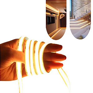 Fita Led Cob Rolo 5mts Ip20 3000k 18w  (BRANCO QUENTE - 24V)