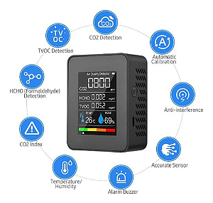 Detector de Formaldeído Tvoc Sensor Co2 Pm2.5 Temperatura