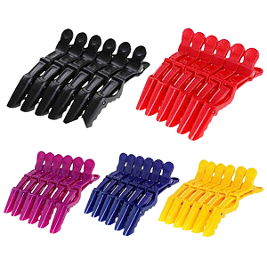 Kit Grampos Clips Crocodilo Jacaré Presilha Para Cabelo  para Modelagem e Penteado Com 6 unidade