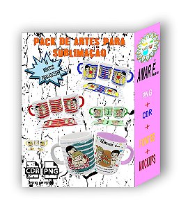 Pack de Artes para Sublimação de Canecas AMAR É em CDR e PNG