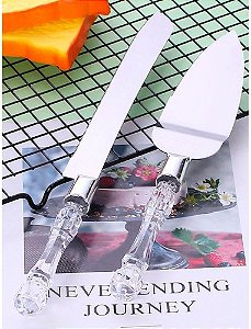 Jogo para Bolo Faca/Espátula Inox com Cabo Acrílico