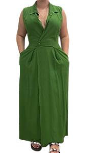 Vestido Longo Detalhe em Botões