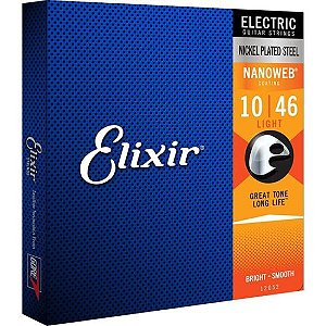Encordoamento Para Guitarra .010 Light Nanoweb 12052 Elixir