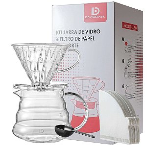 Kit Café Coado Clássico | Jarra de Vidro 360ml e Coador V1