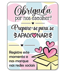 Cartão de Agradecimento 5,4x7,2cm c/100 unidades Gratidão Ter Você como Cliente