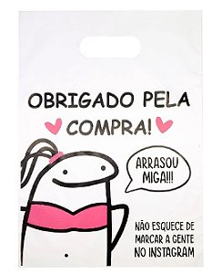 Sacola Boca de Palhaço Plástica - 50 unidades - 30x40cm Obrigada Pela Compra