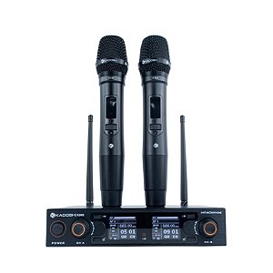 MICROFONE S/ FIO KADOSH DUPLO UHF K502M PRETO