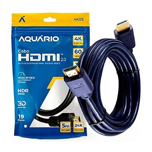 CABO HDMI X HDMI AQUARIO 5M 2.0 4K 3D 4K05