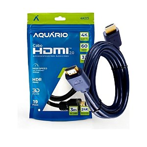 CABO HDMI X HDMI AQUARIO 3M 2.0 4K 3D 4K03