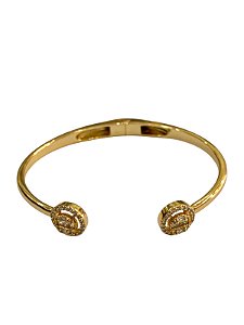 Bracelete Semijoia duas pontas Cravejadas Zircônia - abre e fecha