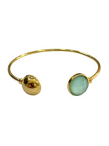 Bracelete Semijoia  Pedra Ágata Azul Turqueza Ajustável