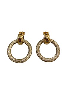 Brinco Semijoia Modelo Argola Cravejada Pedras de Zircônia  2x1