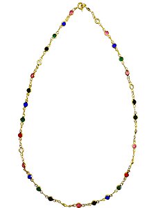 Gargantilha Semijoia com 33 Pedras de Zirconia Colorida