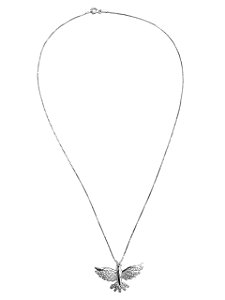 Gargantilha Prata 925 - 45 cm, com Pingente símbolo Espirito Santo cravejado Micro Zircônia