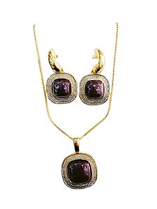 CONJUNTO DE SEMI JOIAS PEDRAS NATURAIS VERMELHA PEROLADA