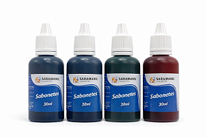 Kit 4 Corantes Líq Tons de Verde p/Sabonetes 30ml Saramanil
