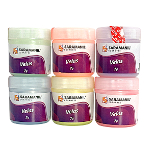 Kit 6 Corante em Pó Candy Color para Velas Anilina 7g Saramanil não migra