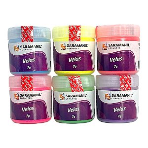 Kit 6 Corante em Pó Fluorescente para Velas Anilina 7g Saramanil
