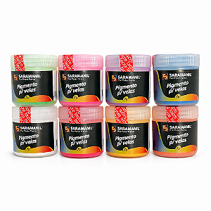 Kit 8 Pigmento em Pó para Velas 7g Saramanil não migra