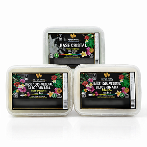 Kit 3kg base cristal + Base 100% Vegetal branca e transparente - Peter Paiva