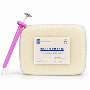 Kit 1kg Cera de Coco T02 + Aplicador de Pavio Rosa p/ Velas
