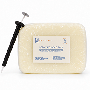 Kit 1kg Cera de Coco T02 + Aplicador de Pavio  p/ Velas