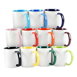 Caneca Cerâmica Alça e Interior Colorido