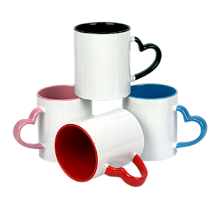 Caneca Cerâmica Alça Coração 325ml