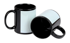 Caneca Cerâmica Preta Com Tarja 325ml