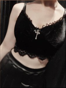 Cropped Preto de Veludo
