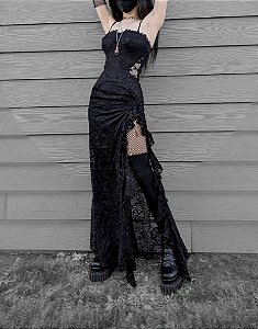 Vestido Preto Longo Festa Michelle